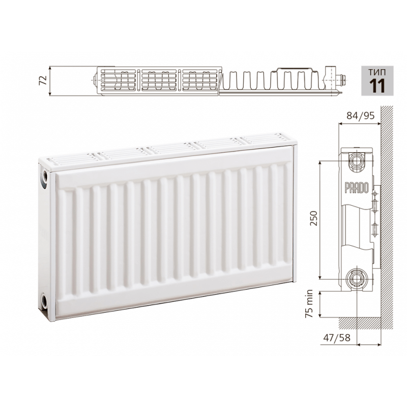 Радиатор prado classic 22х500х1000